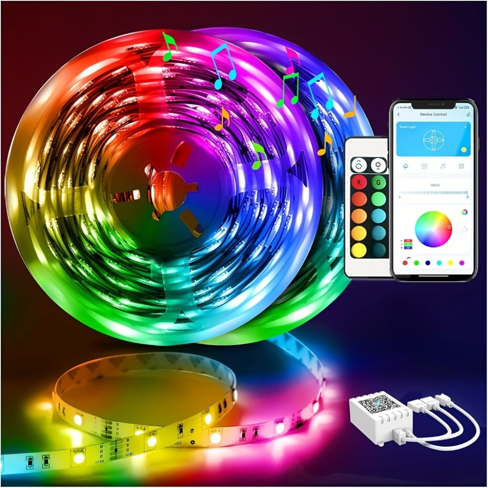 Smart LED Strip Lights 5050 RGB IC App & Remote Control, Music Sync Color Changing, for Bedroom Living Room Kitchen TV Home Decoration, Party Holiday Lighting ¨C 25ft 50ft 100ft 130ft 200ft Available