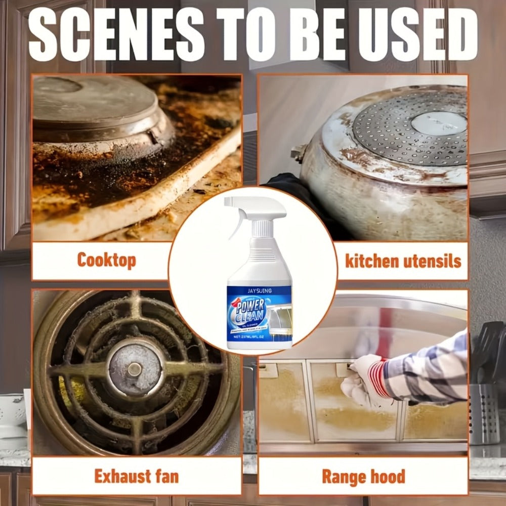 Kitchen Degreaser Spray Bubble Cleaner 237ml, Heavy Duty Grease Remover with Lemon Scent and Baking Soda Formula for Oven Stove Sink Countertop Range Hood Dishwasher Oil Stain Removal