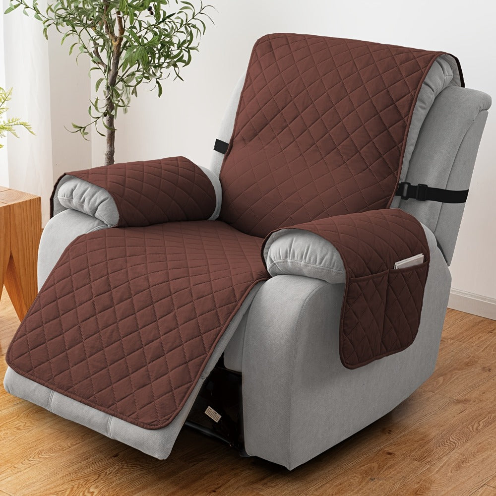 Chenille Knit Recliner Chair Cover Non-Slip Elastic Straps Drawstring Closure Pet Furniture Protector for Large Recliner 8 Colors