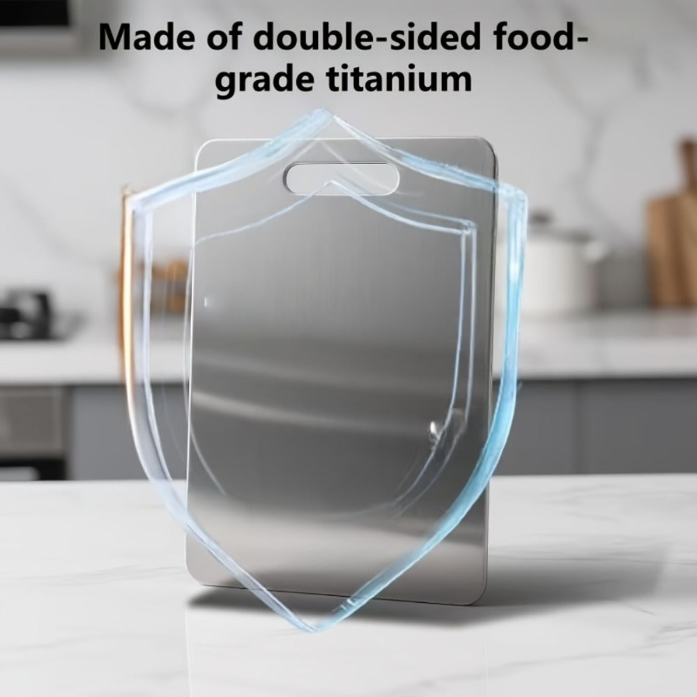 Titanium Cutting Board Set 3-Piece Heavy Duty BPA-Free Kitchen Prep Boards | Rust-Resistant Hook Handles Rounded Edges Space-Saving Design | Durable Metal Boards for Meat Vegetables Fruits BBQ Gift