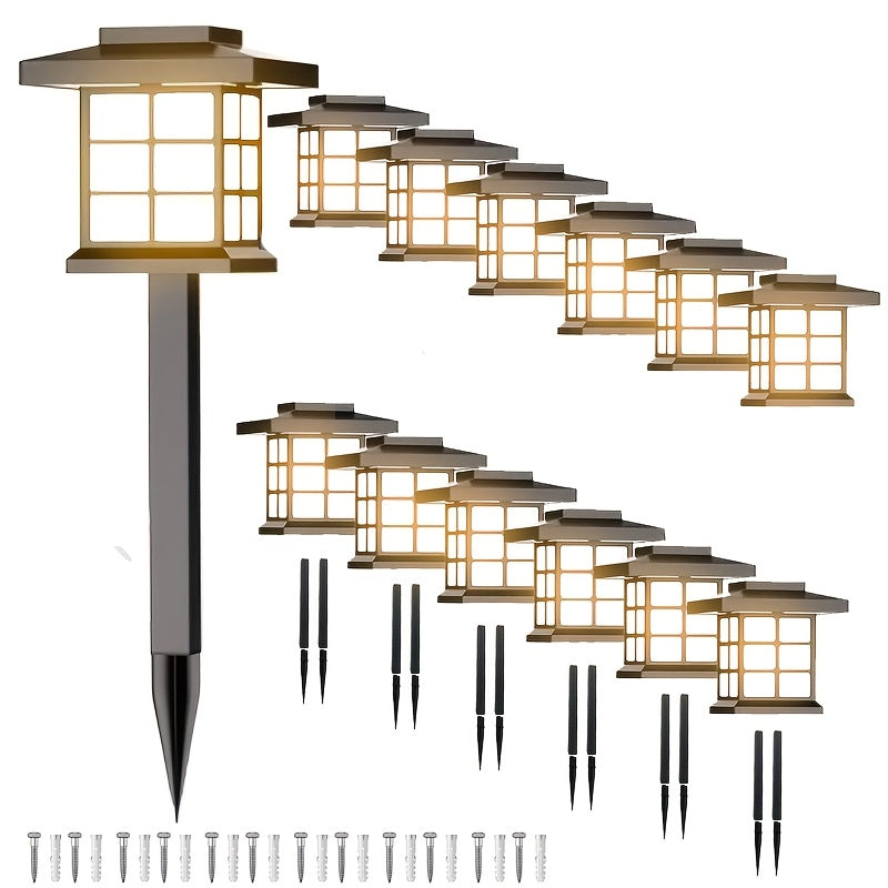 Solar Garden Lights Outdoor Waterproof Landscape Pathway Lights Solar Powered LED Stake Lights for Yard Patio Walkway Holiday Decor Warm White Colorful
