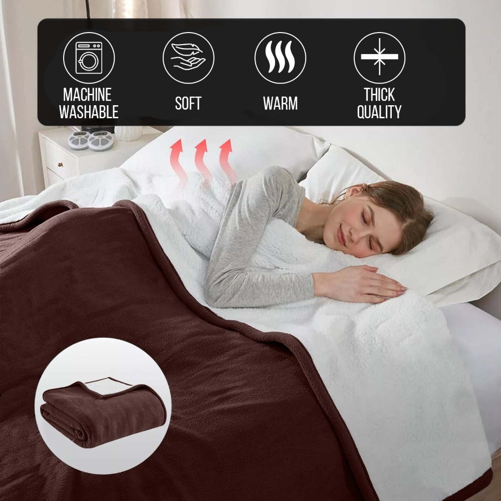 480GSM Sherpa Fleece Blanket ¨C Double-Sided Heavy Warm Throw for Couch, Bed & Travel, Reversible All Season, 13 Colors, 3 Sizes