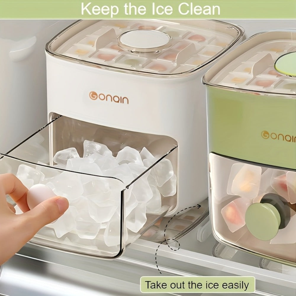 Ice Cube Tray with Lid 48 Compartment Stackable Double Layer Food Grade Plastic Ice Mold Easy Release Portable Ice Box for Beverages Coffee Tea Kitchen