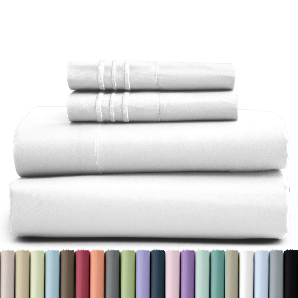 Fitted Sheet Set 4 Piece Microfiber Deep Pocket Bed Sheets - Soft Brushed Bedding Set with Pillowcases, All Season Cooling Sheet Set, 16 Inch Deep Pocket, Multiple Colors & Sizes