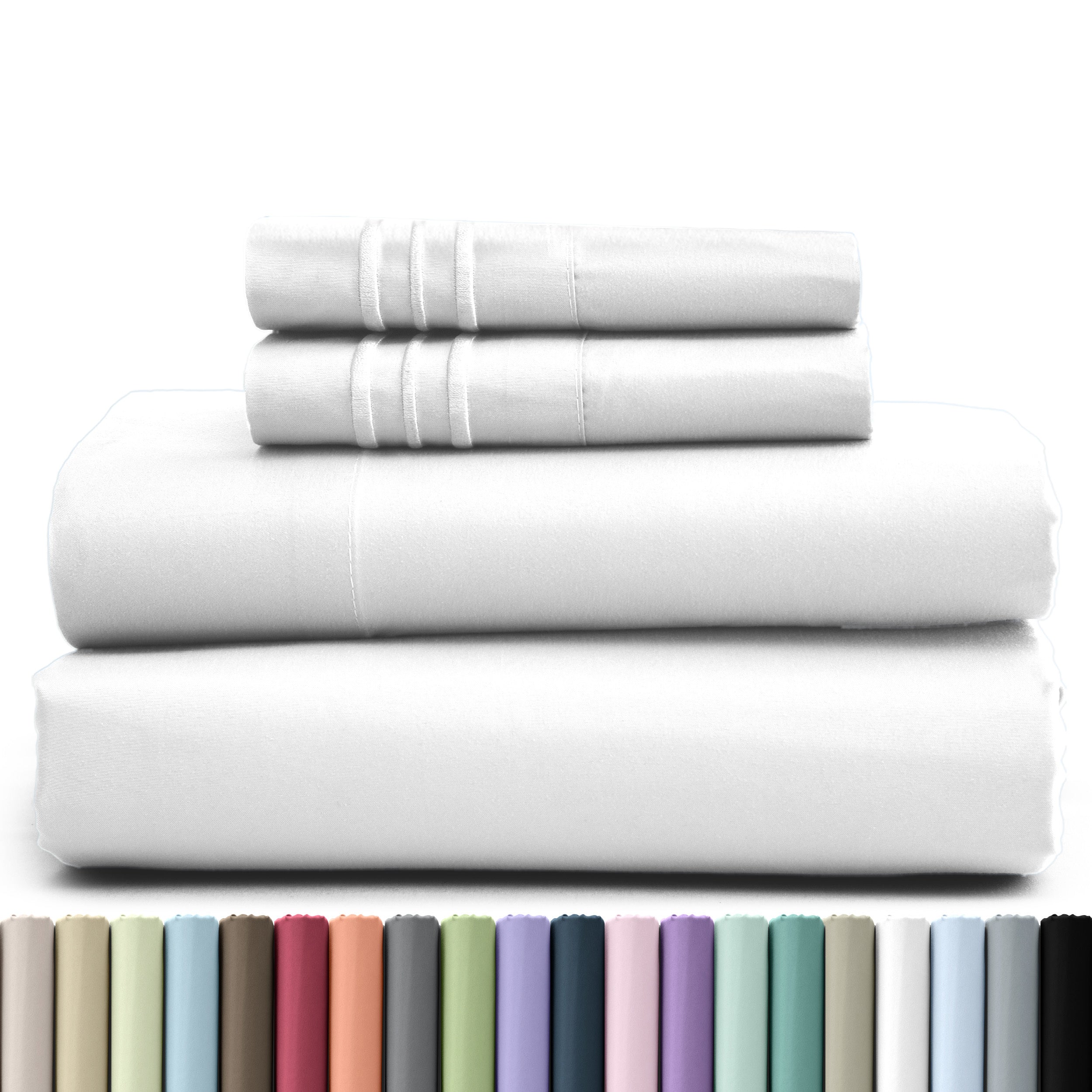 Fitted Sheet Set 4 Piece Microfiber Deep Pocket Bed Sheets - Soft Brushed Bedding Set with Pillowcases, All Season Cooling Sheet Set, 16 Inch Deep Pocket, Multiple Colors & Sizes