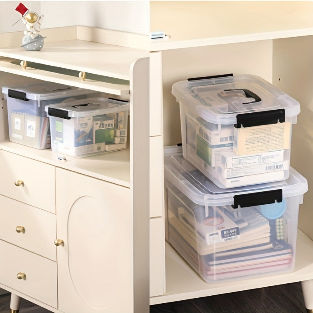 Stackable Clear Plastic Storage Bins with Lids ¨C 6 Pack Large Capacity Clip-On Lid Containers for Home, Closet, Office & Garage Organization (12.7qt / 20.8qt)