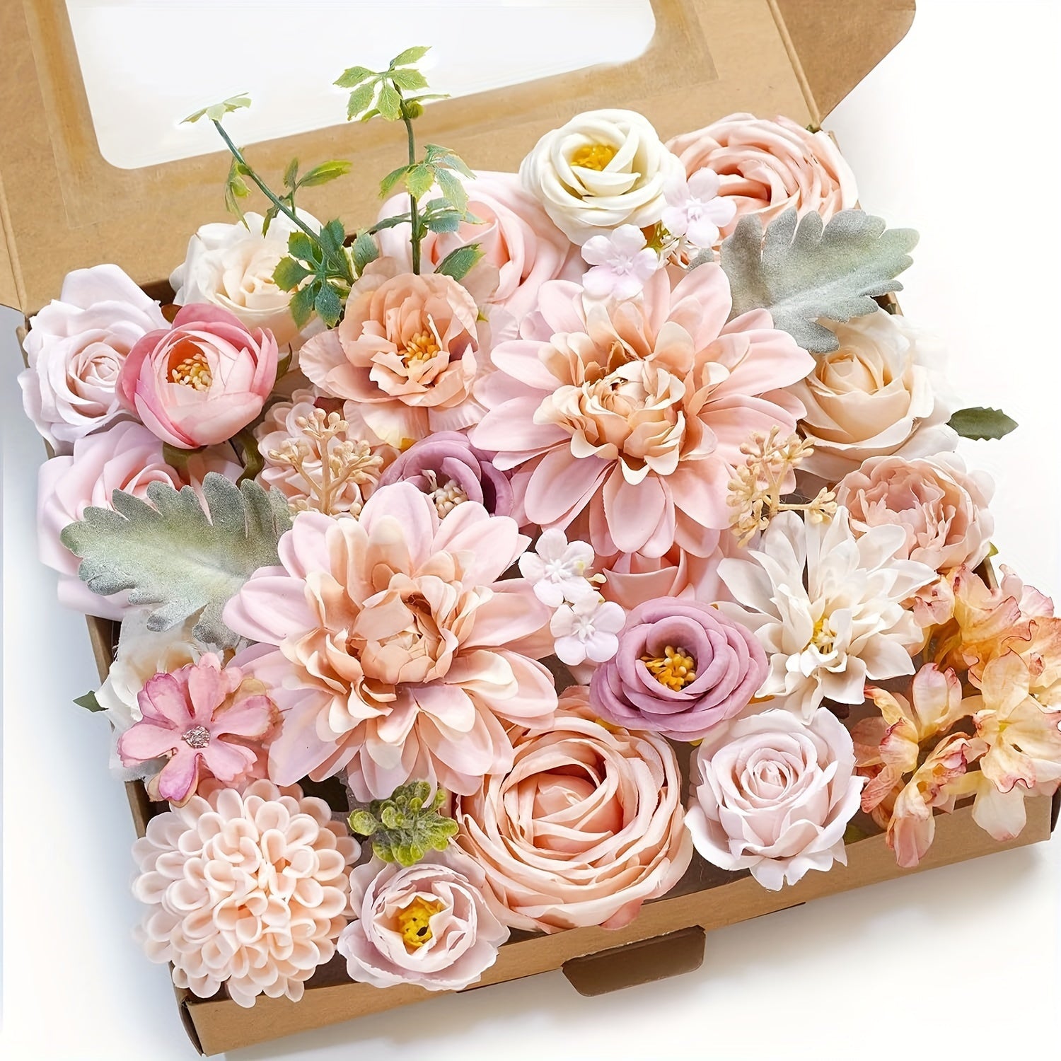 Artificial Roses Box Set for Wedding Bouquet, DIY Centerpiece & Home Decoration ¨C Pink Valentine's Day Spring Flowers