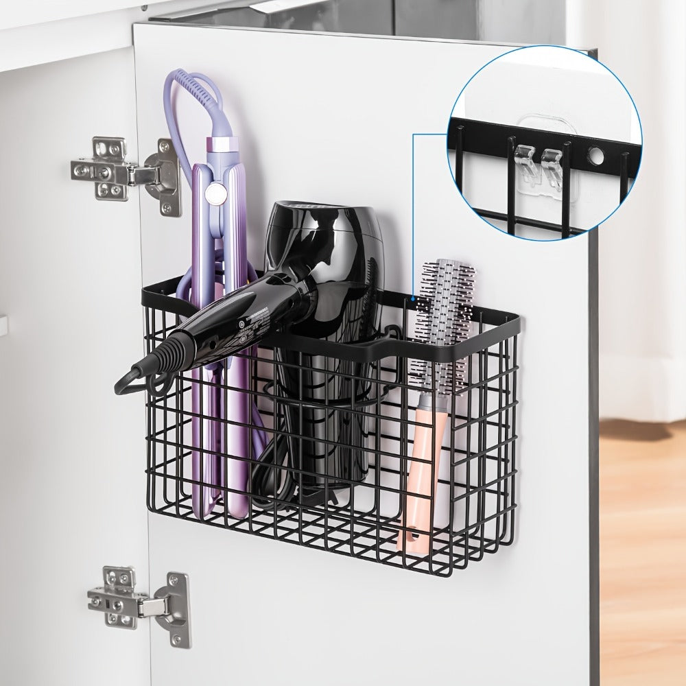 Hair Tool Organizer Wall Mounted Holder for Hair Dryer Curling Iron Straightener 3 Adjustable Heights Bathroom Storage