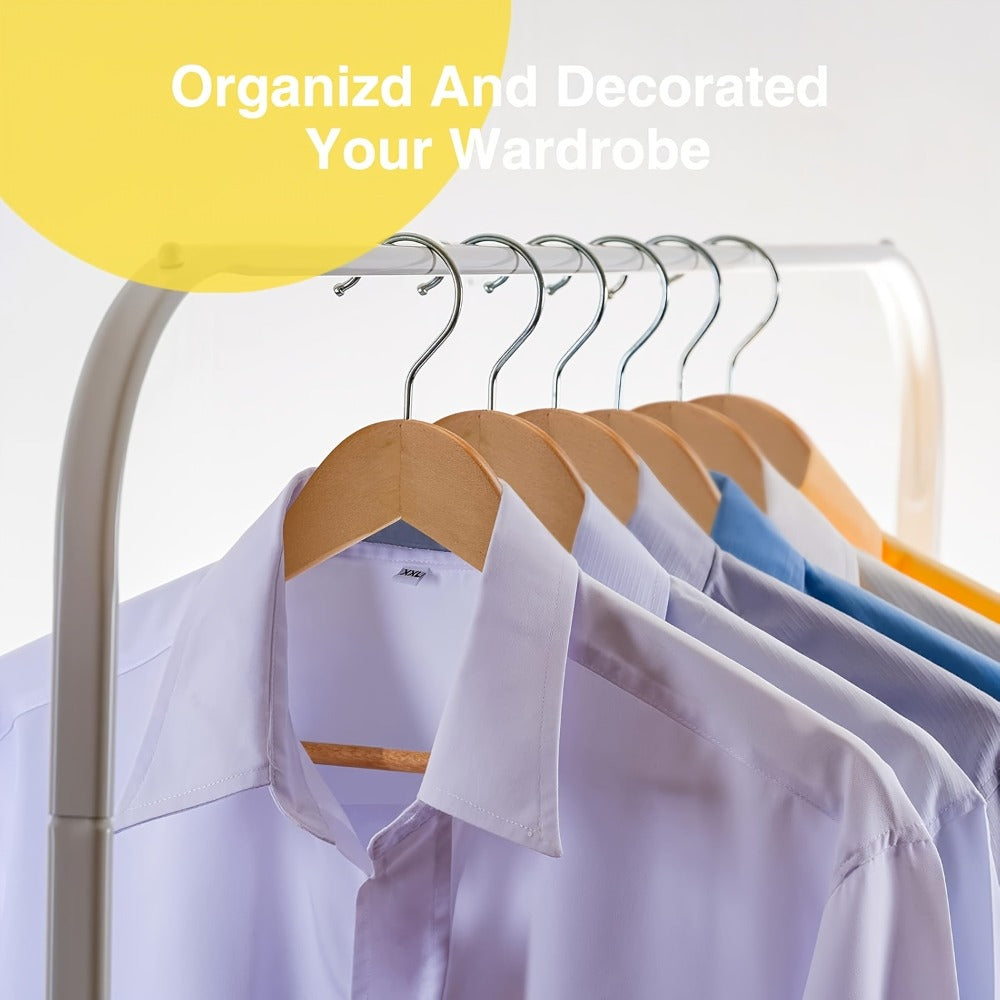 Solid Wood Clothes Hangers Heavy Duty ¨C 10/20/30 Pack Champagne Sturdy Wooden Coat Hangers for Jackets, Dresses & Heavy Coats | Space-Saving Wardrobe Hangers for Home, Office & Hotel Closet Organization