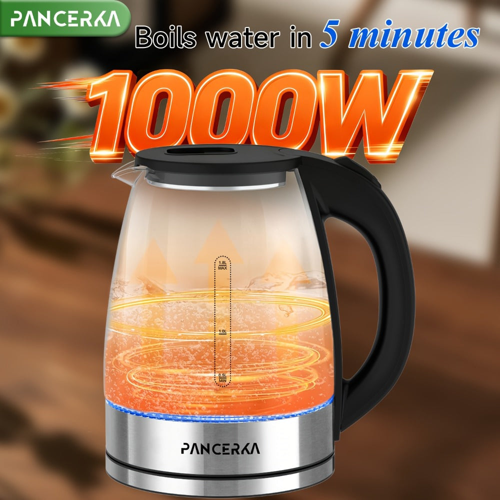 Electric Kettle 1000W BPA Free Auto Shut-Off Stainless Steel Fast Boiling Hot Water Kettle 1.7L Cordless Tea Kettle with Filter Boil-Dry Protection Black
