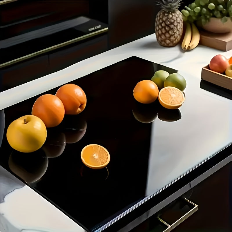 Acrylic Cutting Board with Counter Lip - BPA-Free Food-Safe Clear & Black Kitchen Chopping Board 60% Thicker Non-Slip Countertop Protector for Home and Professional Use