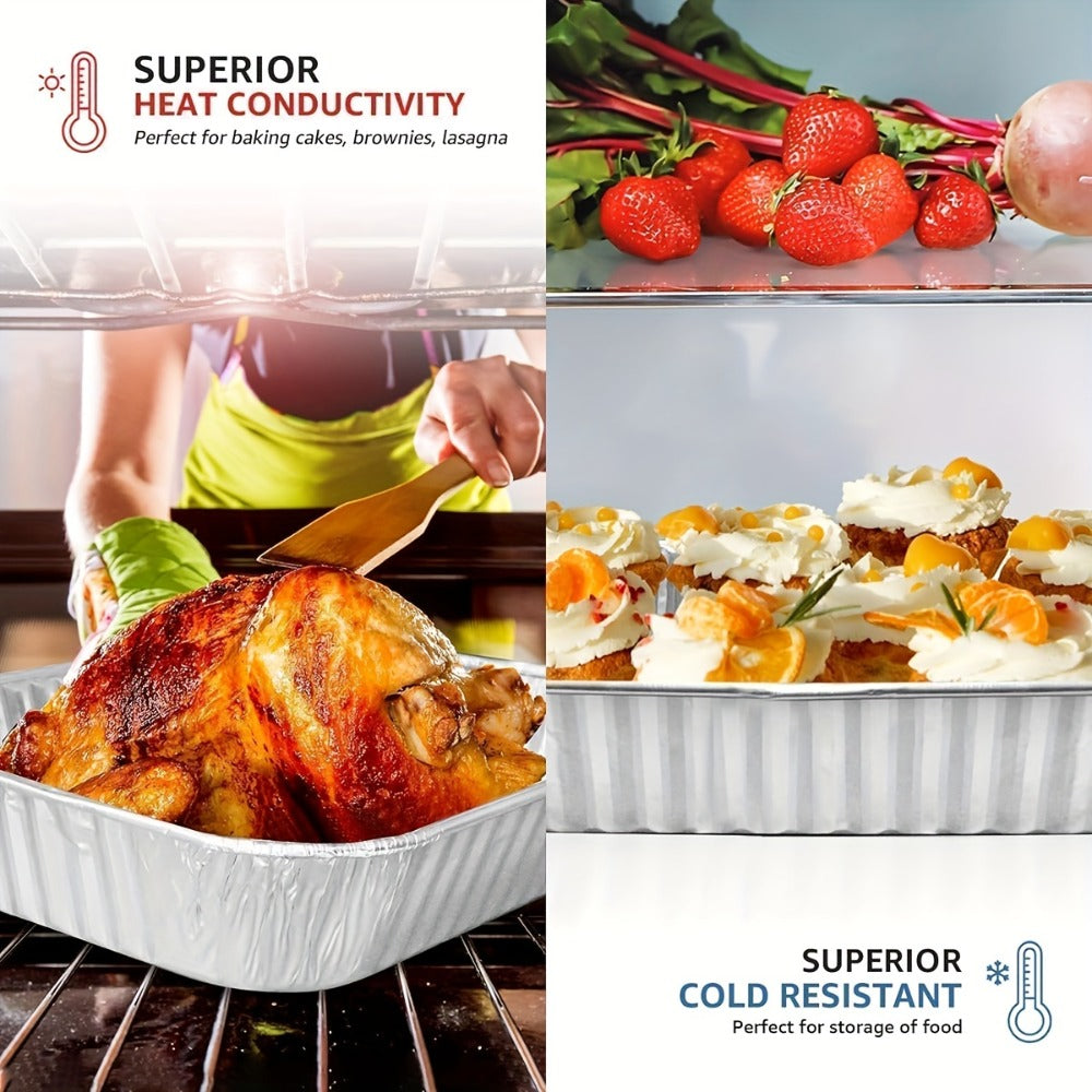 Disposable Aluminum Pans with Lids 25 Pack ¨C 9x13 Half Size Heavy-Duty Foil Baking Trays for Roasting, Reheating & Cooking ¨C Oven & Steam Table Safe, Chafing Dish Pans for Home & Commercial Use