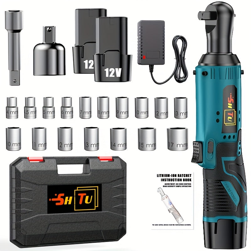 12V Brushless Electric Ratchet Wrench Set with Battery & Quick Charger ¨C Wireless Car Repair Tool Kit for Home & Auto, Holiday Gift for Men