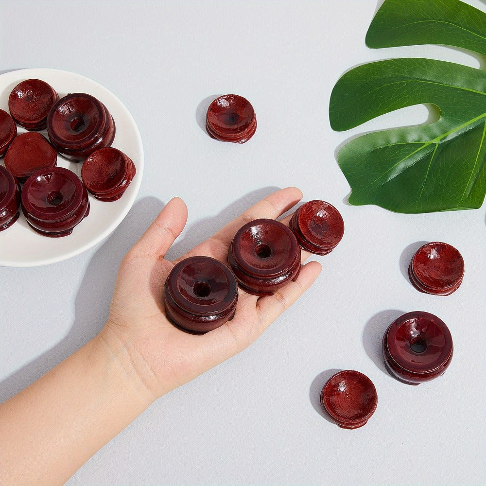 Crystal Sphere Stands 24pcs 3 Sizes, Wood Ball Holder Display Stand for Crystal Balls Eggs Gemstone Rocks, Dark Red Wooden Ring Stand for Home Decor 1.2 1.4 1.6 Inch