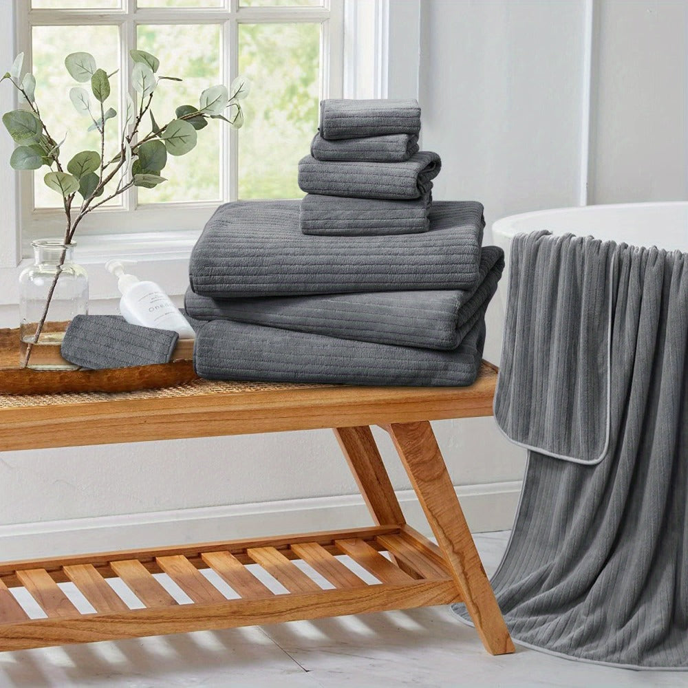 Extra Large Bath Sheet Set 4 Pack 35x70 Inch - Ultra Soft Fluffy Premium Microfiber Highly Absorbent Quick Dry Oversized Shower Towel | Grey Navy Blue Pink Black Multi | Bathroom Hotel Spa Gift