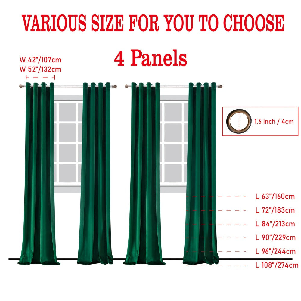 Blackout Curtains 4 Panels Velvet Thermal Insulated Noise Reducing Grommet Top Room Darkening Drapes for Living Room Bedroom Decor