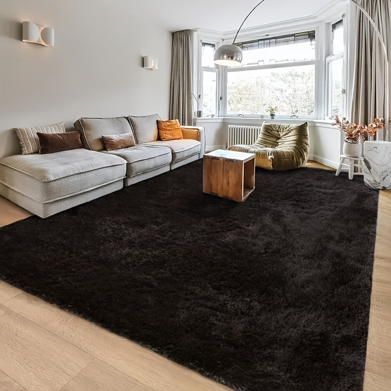 Shaggy Fluffy Area Rug for Bedroom Living Room - Soft Thick Tufted Fuzzy Carpet, Black, Multiple Sizes