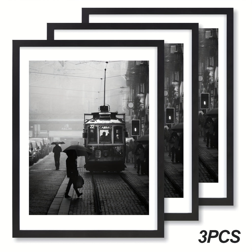 Picture Frames 12x16 Set of 3 ¨C Classic Wood Poster Frames, Horizontal & Vertical Wall Hanging, Multi-Color Options for Bedroom Office Living Room Gallery Wall Decor