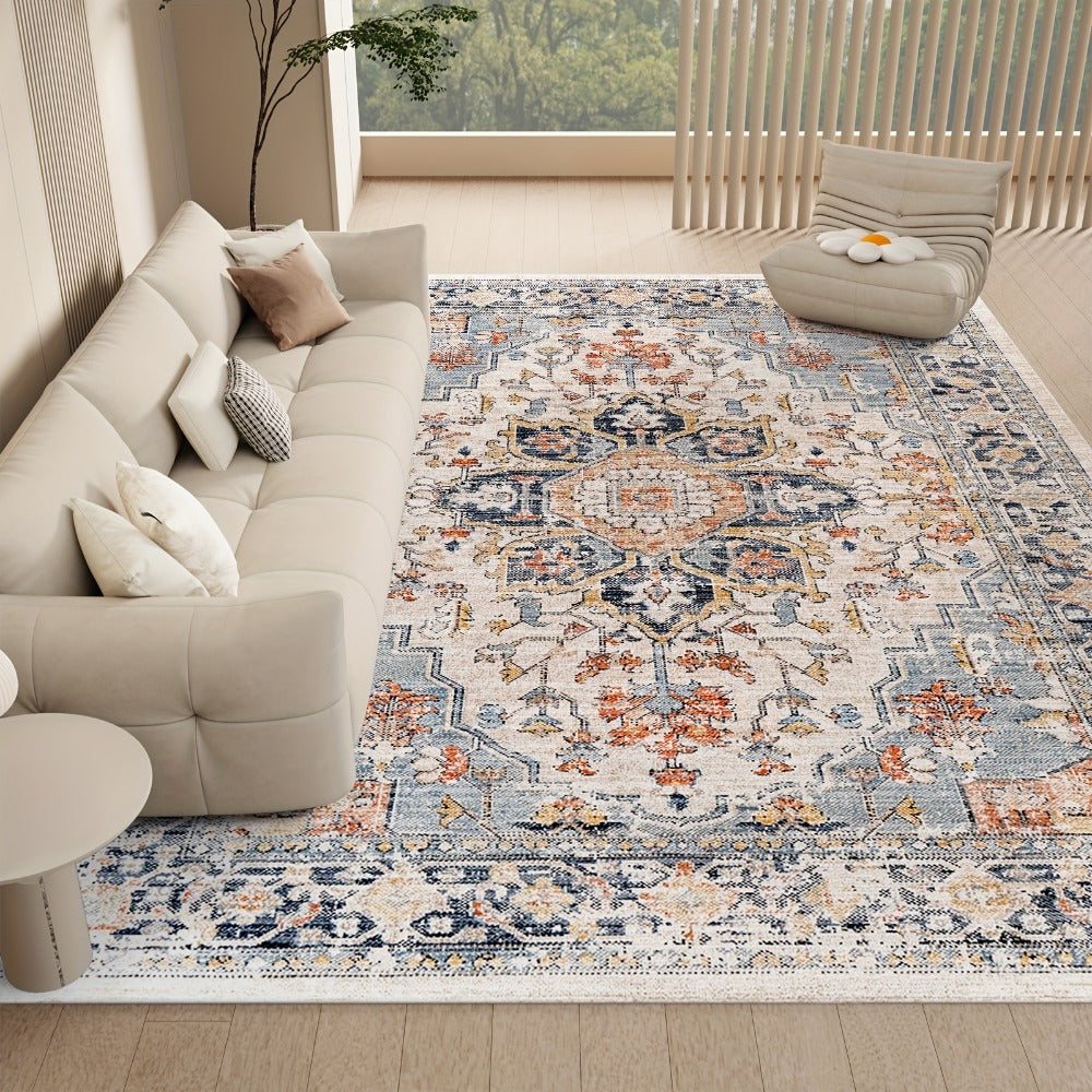 Area Rug Boho Vintage Washable Non-Slip Rug for Living Room Bedroom Traditional Woven Carpet Home Decor
