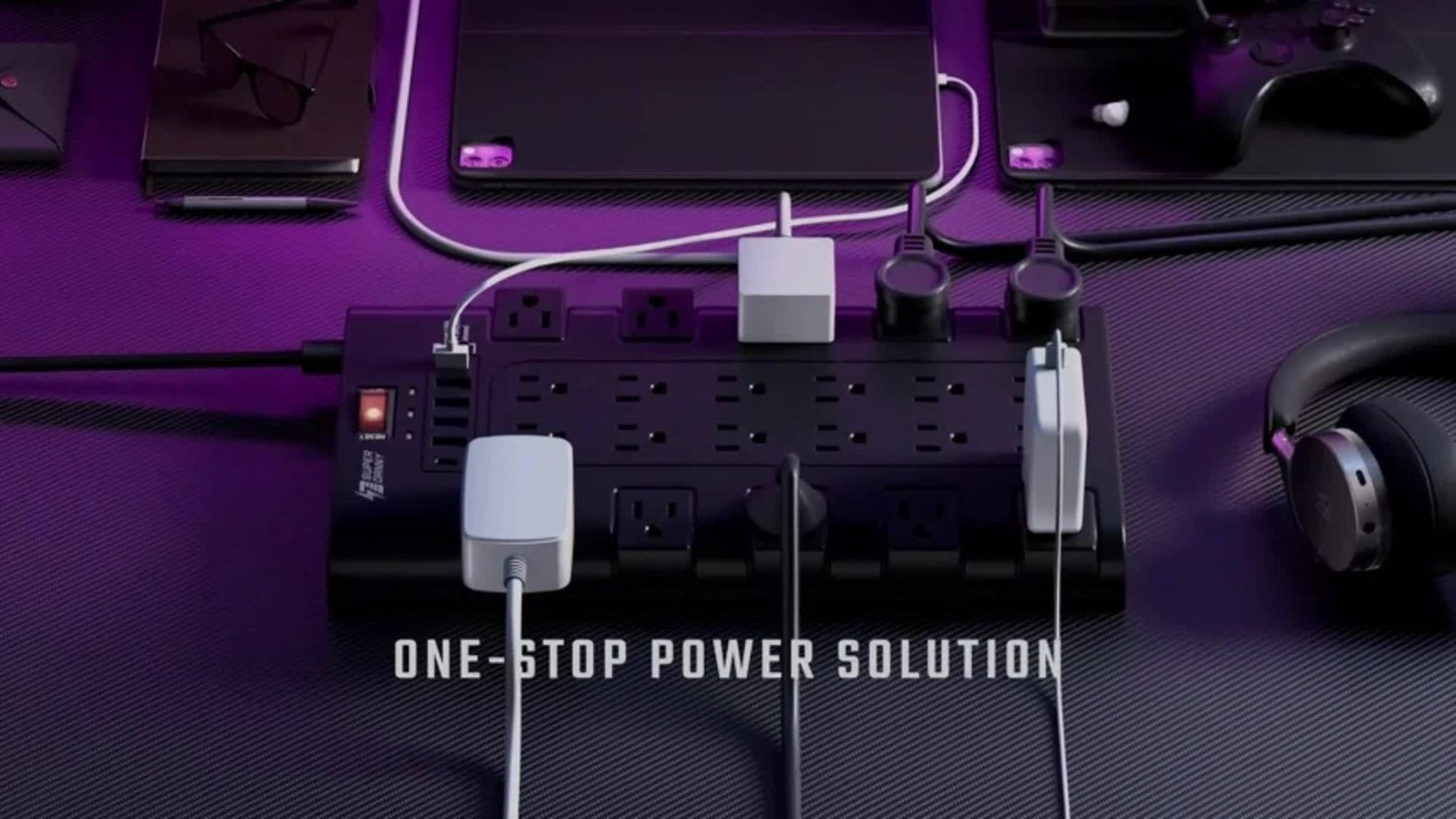 Surge Protector Power Strip 28-in-1, 22 AC Outlets 1875W 15A, 5 USB-A 1 USB-C Ports, Flat Plug Wall Mount, Overload Protection, Space-Saving Extension Cord for Home Office Kitchen Desk