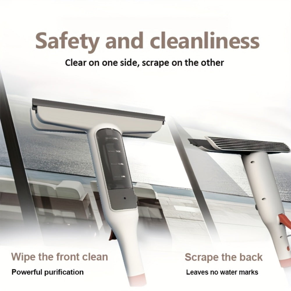 3-in-1 Glass Cleaning Kit with Durable Metal Pole & Scraper, Window Cleaner Tool for High Windows Shower Doors Car Windshields, Home Glass Cleaning Squeegee Set