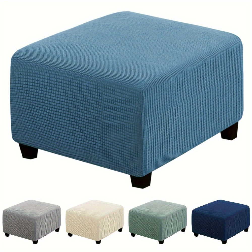 Square Ottoman Cover Elastic Stretch - Polar Fleece Footstool Slipcover with Elastic Band Closure Machine Washable for Home Office Decor, 6 Colors L XL