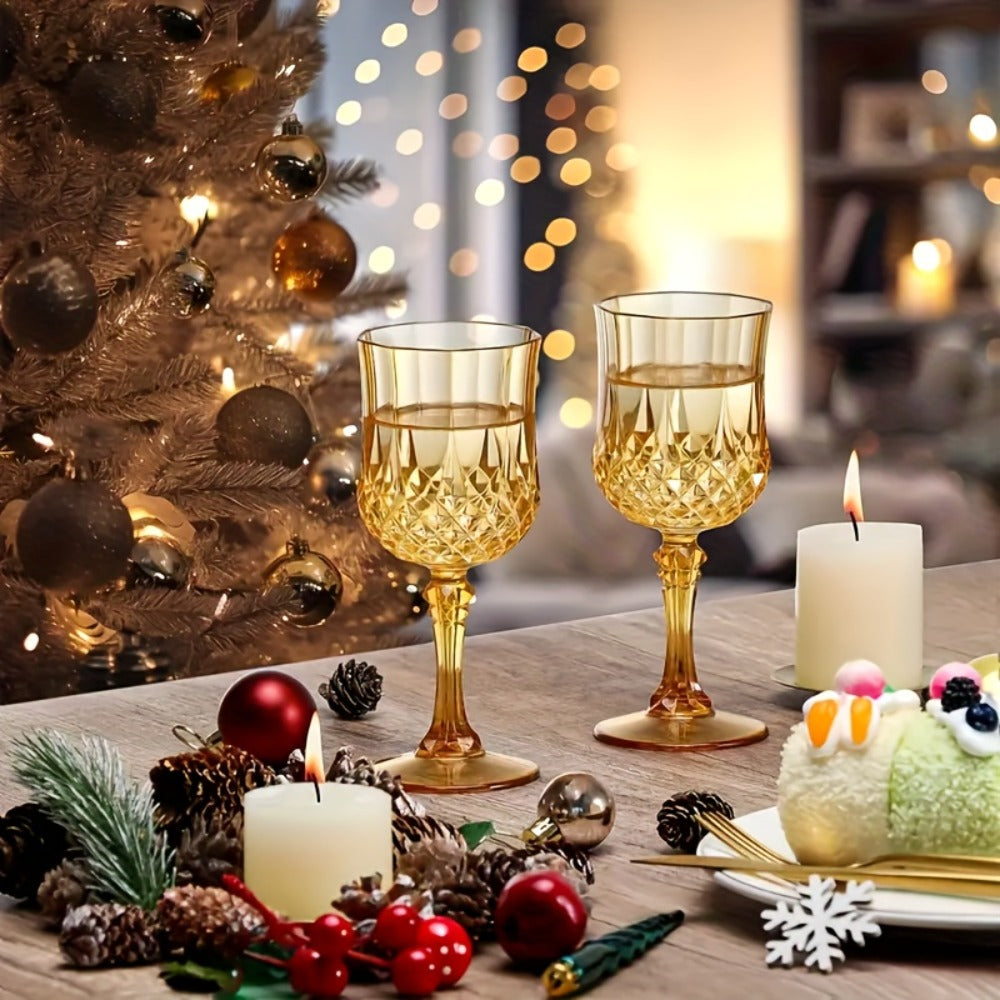 Plastic Wine Glasses 24 Pack ¨C Colorful Shatterproof Goblets for Parties, Weddings & Events ¨C Reusable Vintage-Style Stemmed Cups ¨C Lightweight Bulk Drinkware in Pink, Gold, Blue, Rose Gold & Green
