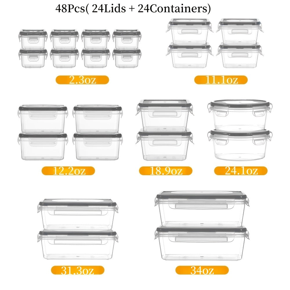 Food Storage Containers with Lids Airtight Plastic Meal Prep Containers Stackable Leak Proof BPA Free for Pantry Kitchen Refrigerator Freezer with Labels