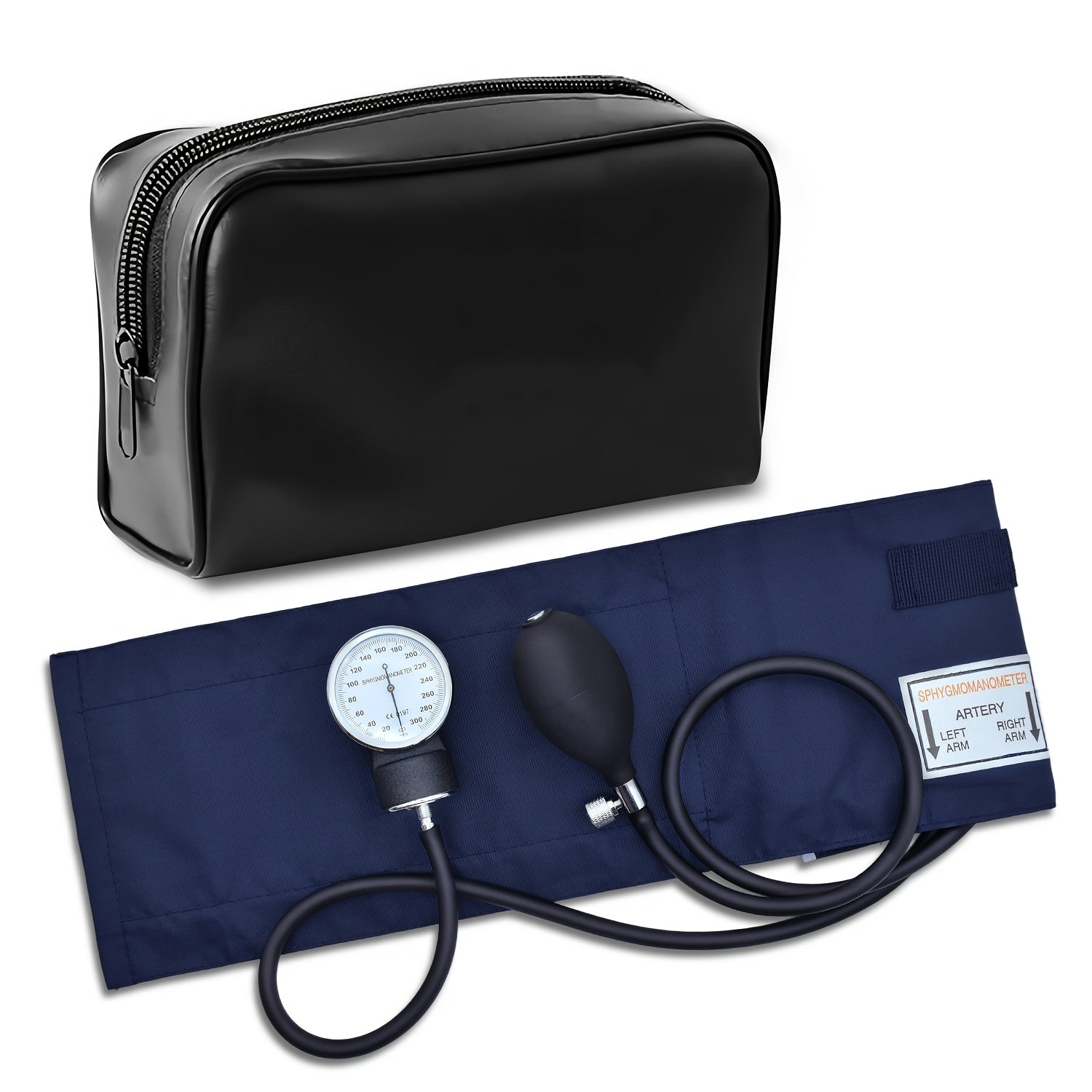 Aneroid Sphygmomanometer & Stethoscope 2-in-1 Set - Manual Blood Pressure Monitor with Nylon Cuff, Fixing Clip, Stethoscope, Portable Case & Accessories, Emergency BP Kit for Medical & Home Use