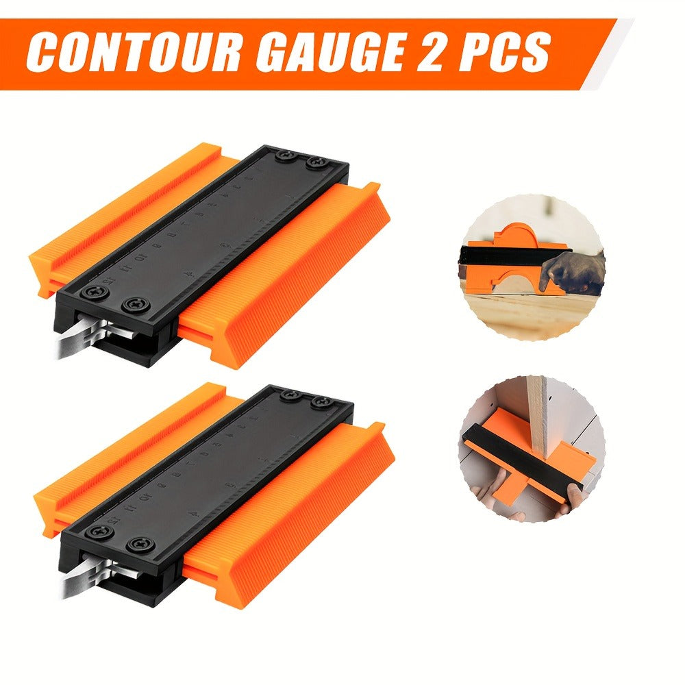 Contour Gauge Profile Shape Replicator Tool 2-Pack Adjustable Precision Irregular Shape Measuring Ruler for Woodworking Tile Carpet Laminate Corners DIY Projects