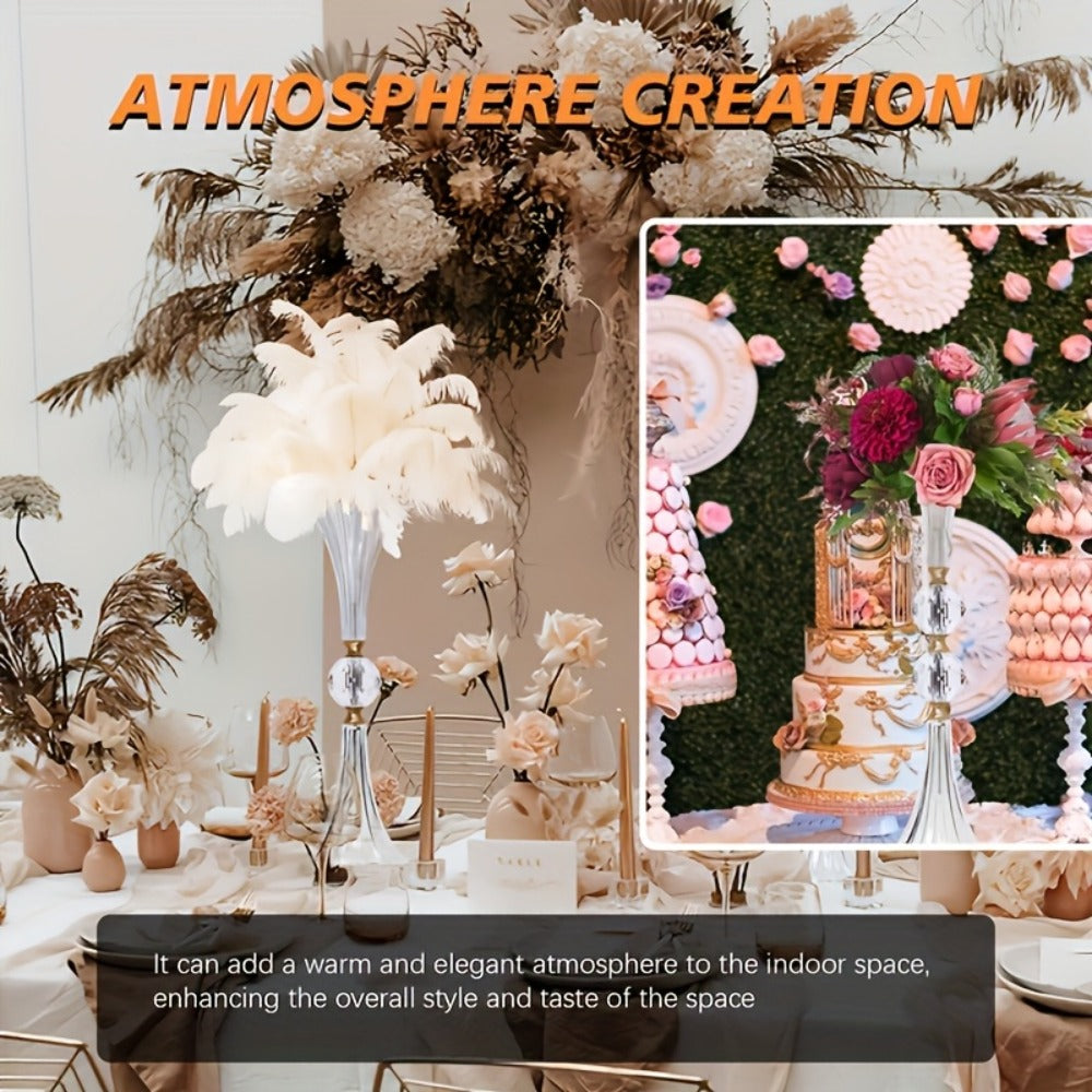 Tall Acrylic Vases 2-Pack ¨C 24.8 Inch Clear Ribbed Floor Vase with Gold Rim, Transparent Crystal Flower Stand for Wedding Centerpiece, Bridal Shower, Bohemian Decor & Home Living Room