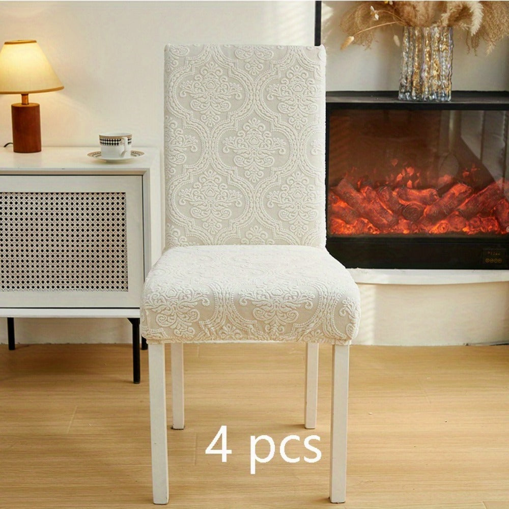 Dining Chair Covers Stretch Velvet Washable Removable Slipcovers Set of 4 or 6 for Kitchen Home Hotel Banquet ¡ª Elastic Band Silver Fox Velvet 200GSM