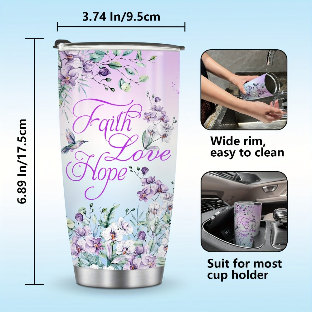Hummingbird Flower Vacuum Insulated Travel Tumbler 20oz ¨C Gift for Mom Grandma Sister Daughter Birthday Valentine's Day