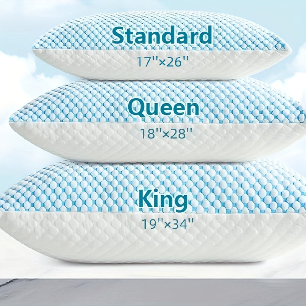 Memory Foam Bed Pillows King Size 2 Pack Hotel Quality Cooling Down Alternative Non-Collapsing Pillow Set Machine Washable Polyester Viscose Cover