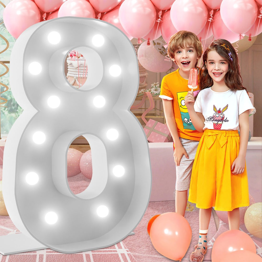 Marquee Number Lights 4 Feet Tall LED Light Up Numbers 0-9 20 for Birthday Party Anniversary Graduation Decoration 11 Colors 3 Flash Modes Foam Board String Lights Included