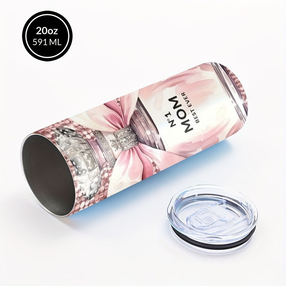 Insulated Tumbler 20oz Mom's Best Ever Design | 304 Stainless Steel Travel Cup with Lid & Straw for Hot & Cold Drinks ¨C Cute Gift for Mom, Women, Birthday, Mother's Day & Christmas