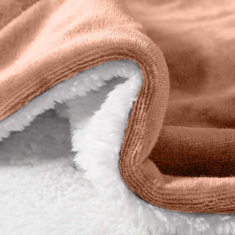 480GSM Sherpa Fleece Blanket ¨C Double-Sided Heavy Warm Throw for Couch, Bed & Travel, Reversible All Season, 13 Colors, 3 Sizes