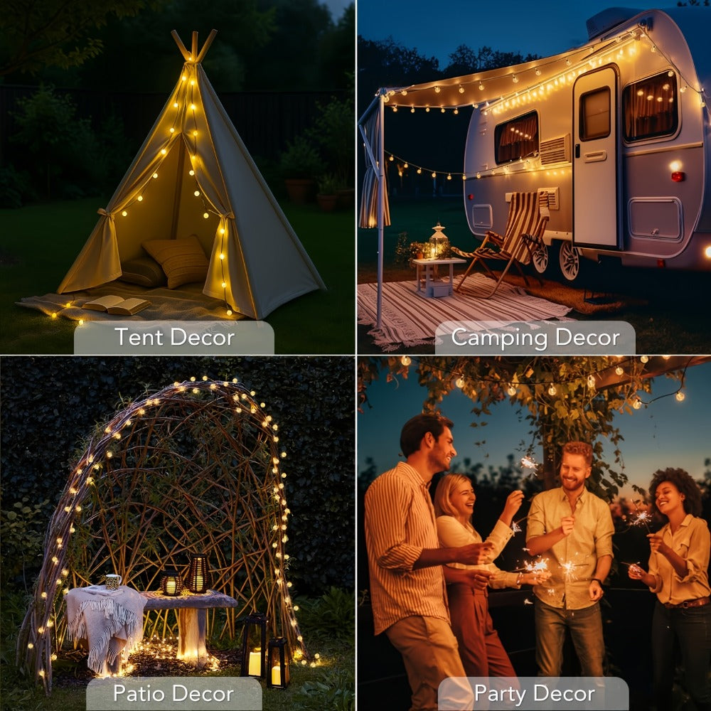 Moroccan Solar String Lights Outdoor - Metal Sphere Fairy Lights with 20/30/50 LED Beads, 8 Modes, IPX65 Waterproof | Boho Garden Lights for Patio, Lawn, Wedding, Christmas Tree & Party Decoration