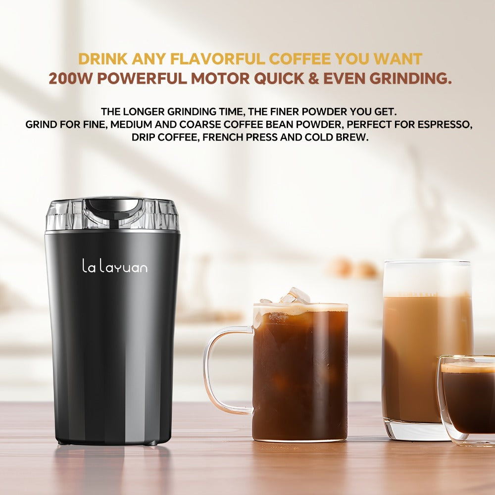 Coffee Bean Grinder Electric 200W Powerful Motor Stainless Steel Chamber Ultra-Fine Blade Grinder One-Touch 12 Cups Multi-Purpose for Spices Nuts Grains 110V US Plug