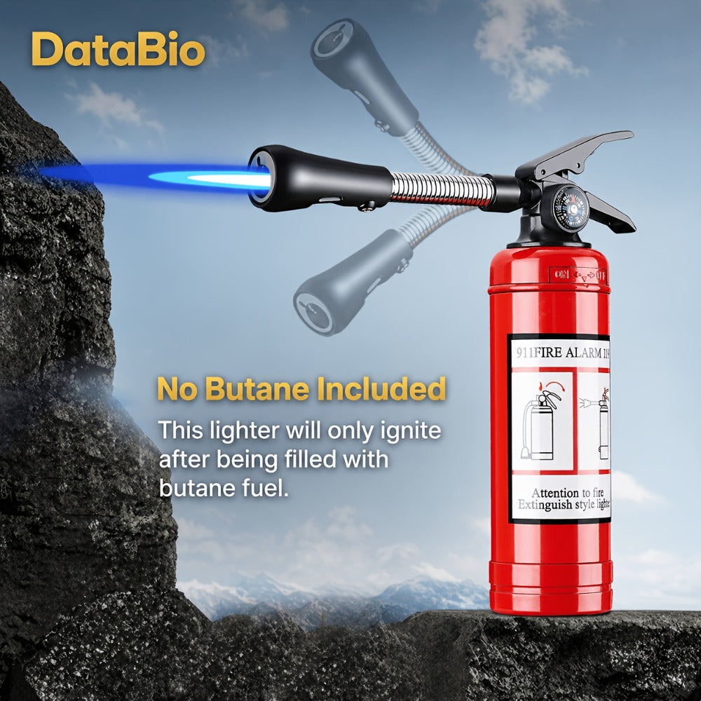 Fire Extinguisher Lighter Refillable Butane Windproof Novelty Lighter Multifunctional Hose Flamethrower Style Inflatable Lighter for Camping Outdoor Candles Birthday Holiday Gifts