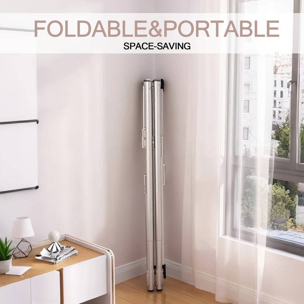 Clothes Drying Rack Foldable with Extendable Rod & Windproof Hooks ¡ª Space-Saving High-Capacity Metal Laundry Rack for Indoor, Outdoor, Balcony & Laundry Room | Multiple Sizes