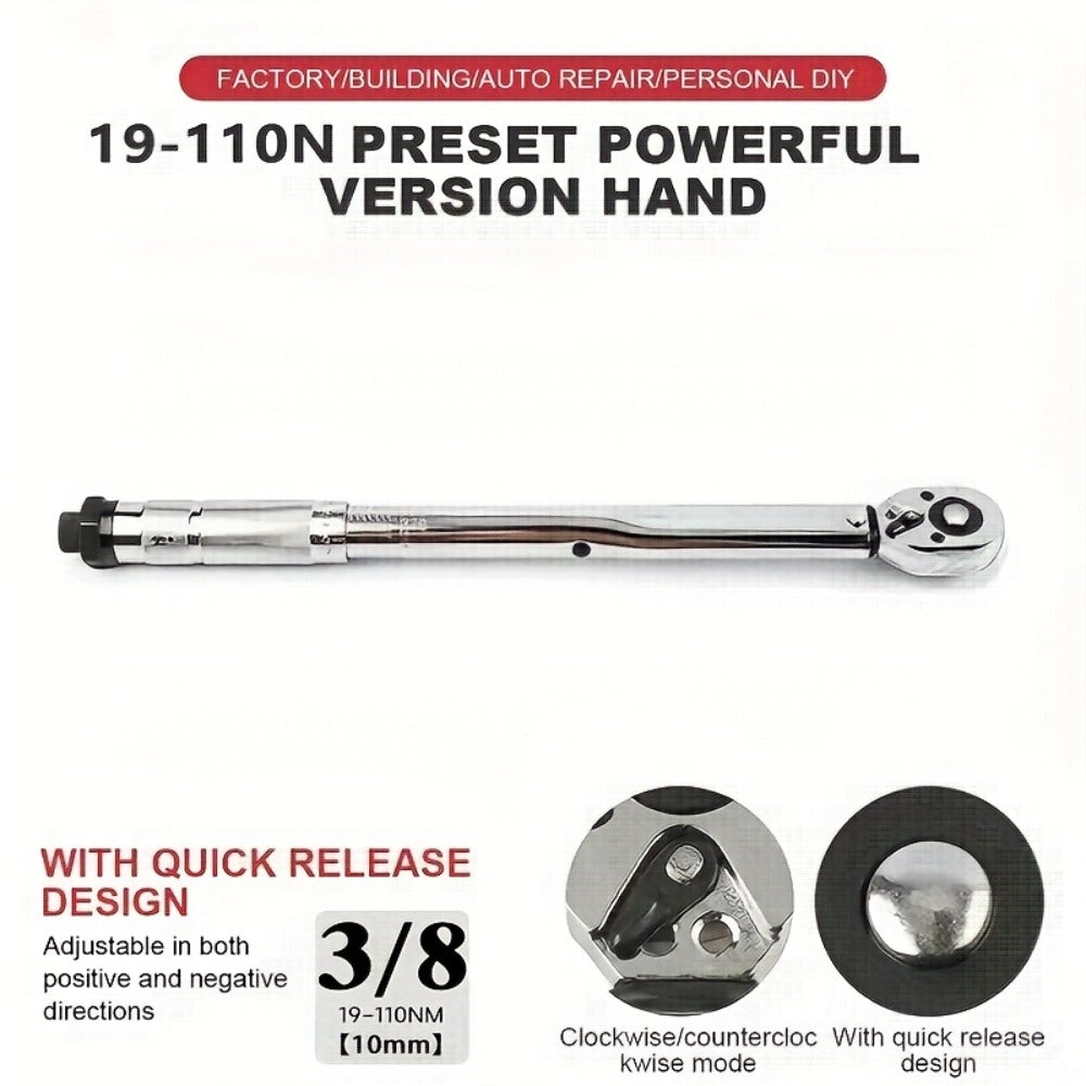 Torque Wrench Adjustable Drive 3/8¡± & 1/2¡± - Preset Click Torque Wrench for Automotive, Bike & Bicycle Maintenance, Ratchet Wrench with Dual Scale, Accurate & Durable, Gift for Husband & Car Enthusiasts