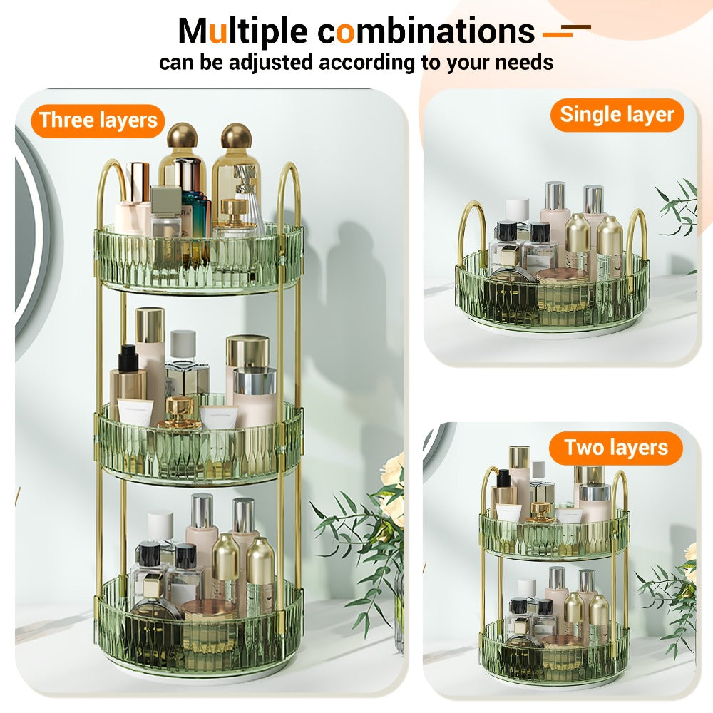 360 Rotating Makeup Organizer Skincare Storage Rack - Multi-Layer Detachable Cosmetic Organizer for Perfume, Lipstick, Skincare, Desktop Vanity Organizer for Bathroom & Bedroom