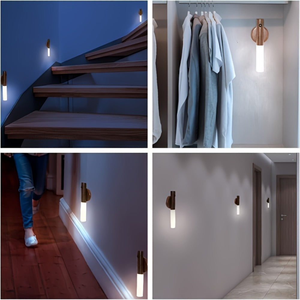 Motion Sensor Night Light Rechargeable 2-Pack - Wireless Magnetic LED Wall Light IPX4 Waterproof, USB Charging, Human Body Sensor for Bedroom, Kitchen, Bathroom, Hallway, Anti-Fall Safety Lighting