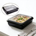 Aluminum Foil Tray with Lid - Insulated Stackable BBQ & Salad Serving Container for Outdoor Picnic, Party, Kitchen Use, Rectangular, Black & Red