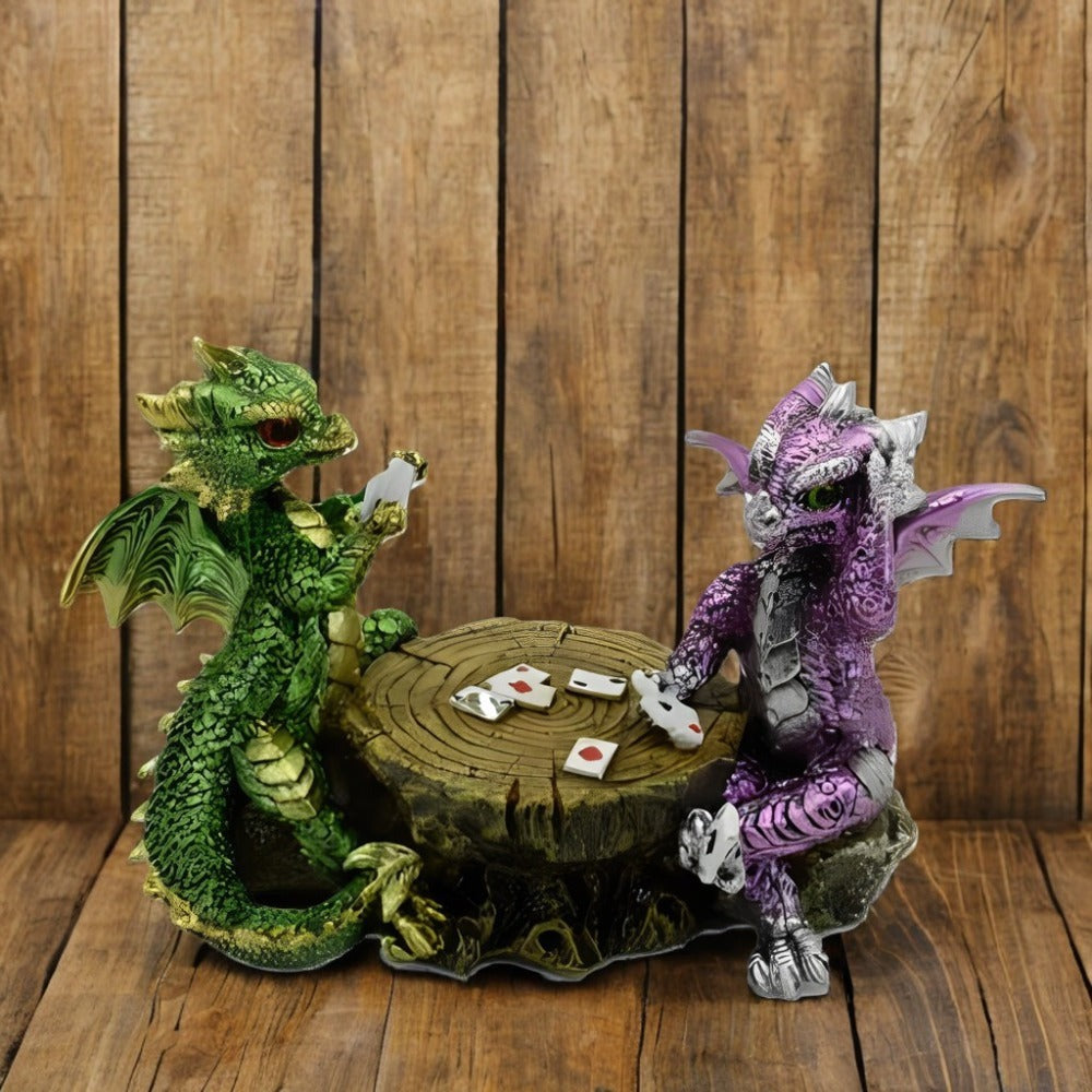 Dragons Playing Chess Figurine ¨C 6.5¡± Decorative Polyresin Dragon Statue Sculpture for Home, Office & Bookshelf Decor, Unique Collectible Gift for Housewarming, Birthday & Holiday