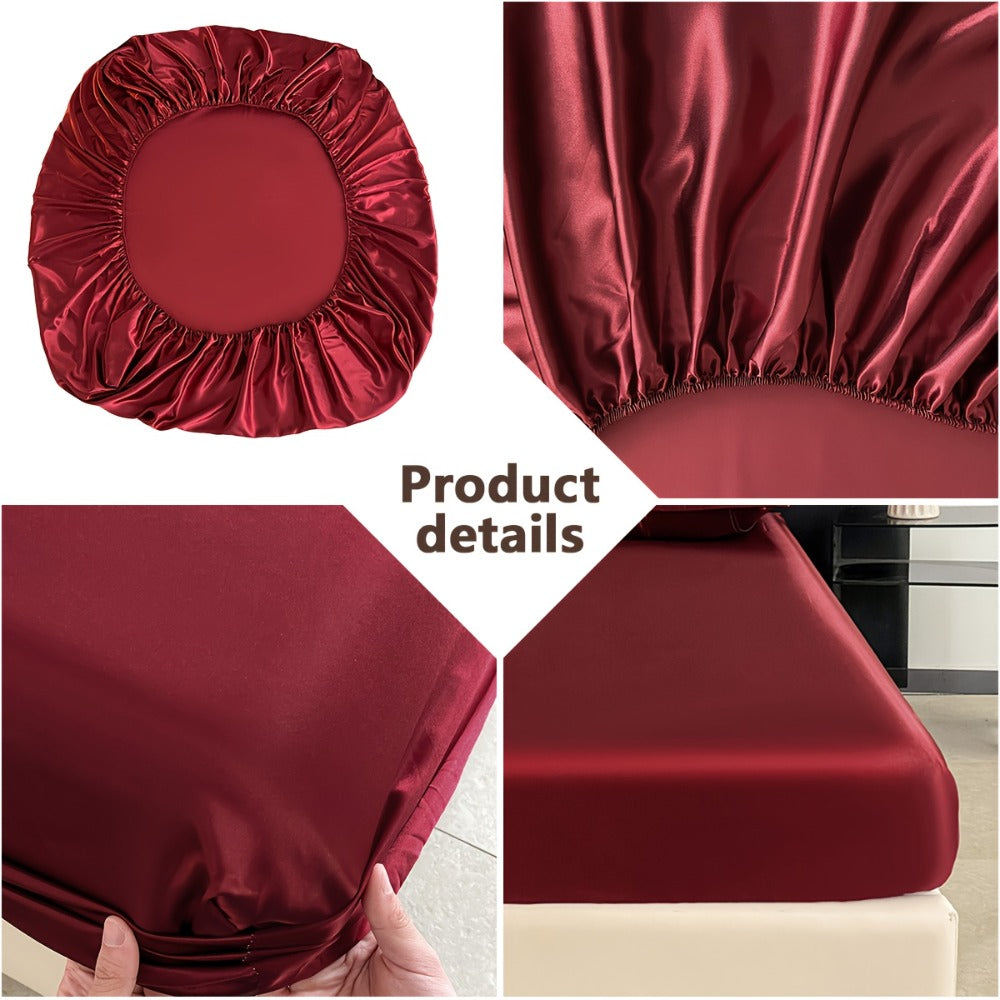 Satin Fitted Sheet Set with Pillowcases ¨C Cooling Smooth Breathable Wrinkle-Resistant Bed Sheets, Machine Washable Ultra Soft for Hot Sleepers, Twin Full Queen King, Multiple Colors