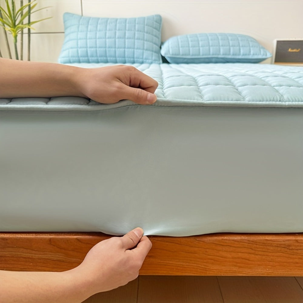 Quilted Waterproof Mattress Protector Soft Breathable Mattress Cover with Deep Pocket for Full Queen King - Solid Color Bedding Pad for Bedroom Guest Room Hotel Apartment School