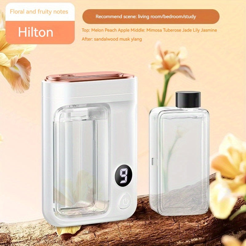 Essential Oil Aromatherapy Diffuser Set ¨C Mini Humidifier with 7 Spray Levels, 1/4/8 Hour Timer, 5.07oz Capacity, Room Decor Scent Diffuser with Hilton, Gardenia, Ocean & Shangri-La Oils