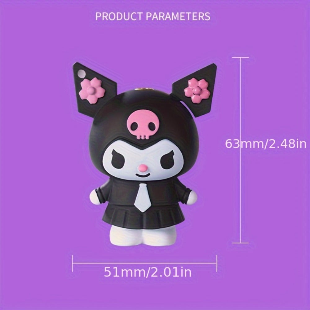 3D Kawaii Anime Figure Lighter with Chain, Cute Kuromi Sanrio Cartoon Open Flame Butane Lighter, Unique Kawaii Gift for Anime Fans, Available in 3 Colors ¨C Black, Purple & Pink (No Butane Included)